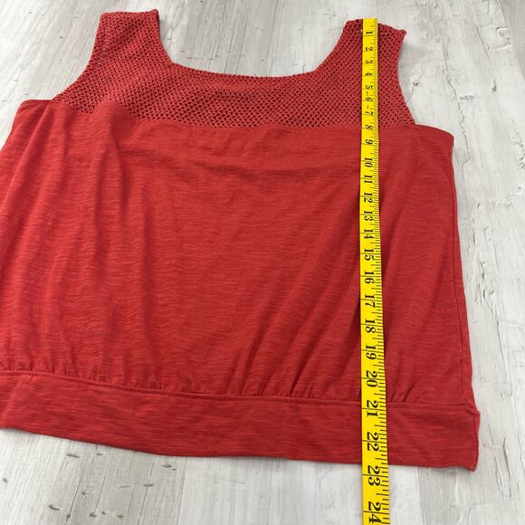 Prana Abbott Pass Ginger Flower Crocheted Lace Soft Knit Tank Top Large - Picture 6 of 6